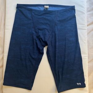 TYR Men’s Deep Blue SwimSuit Jammers size 38 Spandex Competitive Lap Swimming